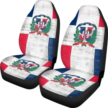 INSTANTARTS Доминиканска република флаг 3D модел авто аксесоари комплект от 2 универсални предни седалки протектори превозни средства декор за мъже