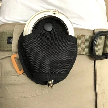 Открит тактически малък колан чанта полицията белезници случай високо качество найлон бързо навън белезници талията джобове тактически съоръжения