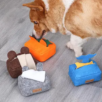 Скриване и търсене на тъканна кутия Snuffle куче играчка куче смъркане играчки интерактивни скриване и търсене на тъкан кутия миещи преносими играчки за домашни любимци