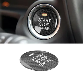 Капак на бутона за стартиране на двигателя на автомобила за Mazda 3 Axela CX-3 CX-5 CX-8 MX-5 Капак на бутон от въглеродни влакна Интериорен бутон Trim Strip 1бр