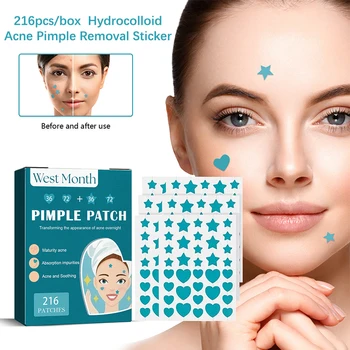 Blue Anti-ance Patch Hydrocolloid Acne Pimple Removal Sticker Gentle Repair Oil Control Дишаща успокояваща грижа за лицето 216pcs