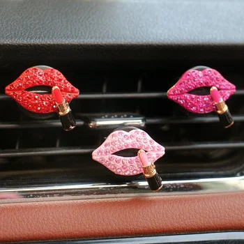 Creative Auto Interior Air Fresher Fragrance Decoration Car Red Pink Lip Aromatherapy Air Vent Perfume Clip Car Air Freshener