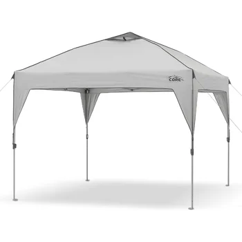 Core 10' x 10' Instant Shelter Pop-Up Canopy Tent с колесна чанта за носене, сива