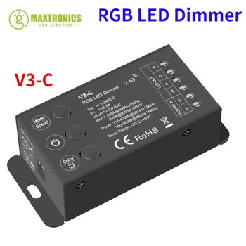 12-24VDC V3-C RF безжичен RGB LED димер 3 бутона и 3CH * 6A контролер за постоянно напрежение 4 PWM честота за RGB LED лента