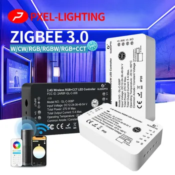 Zigbee3.0 LED лента лента контролер нулиране ключ Pro RGBCCT димер Работа с Tuya Smart Life SmartThings App Voice RF дистанционно превключване