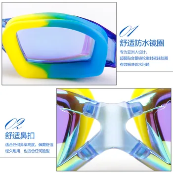 Прекрасни водоустойчиви очила против мъгла за деца, за да научат плувни очила Прозрачната голяма кутия не боли окото