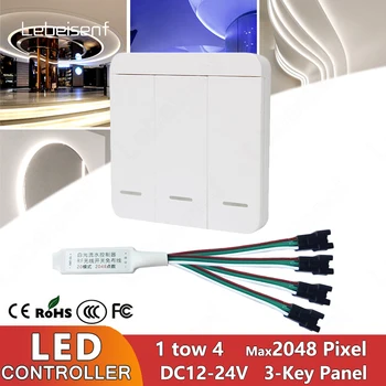 1 до 4 WS2811 LED едноцветна бяла светлинна лента 3-ключ RF 86 панел безжичен контролер за дистанционно затъмняване DC 12V 24V макс 2048 пиксела