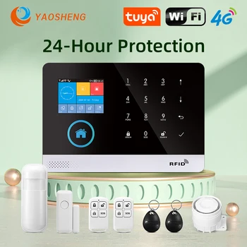 Домашна аларма Безжична WIFI 4G домашна алармена система за домашна сигурност за Tuya APP с домашен сензор за движение Детектор за дим Gas Securiti аларма