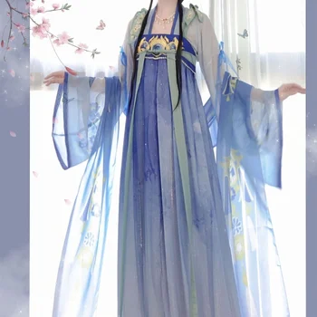 Модерна ханфу жена Китайска традиционна рокля кимона Mujer Tang династия стил ханбок косплей фея принцеса рокля син костюм