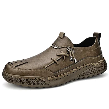 Нови външни мъжки обувки Модни мокасини Ежедневни обувки Ръчно изработени леки меки плоски дишащи обувки за лодки Мокасини Мъжки маратонки
