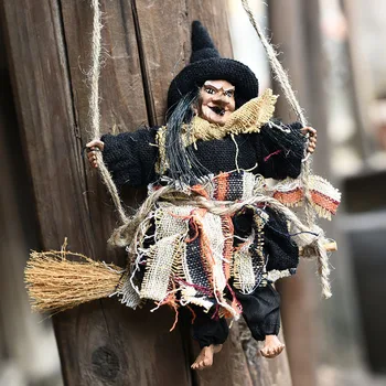 Хелоуин ужас вещица кукла висящи орнаменти летяща вещица с метла висулка Хелоуин парти декорация за дома DIY венец