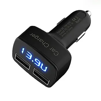 4-in-1 Двойно USB зарядно за кола Цифров LED дисплей DC 5V 3.1A Универсален адаптер с тестер за измерване на температурата на напрежението