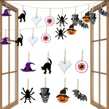 Хелоуин Дървени Hang Ornament Хелоуин Spider и прилеп Hang Tags Хелоуин Ева парти доставки Коледни занаяти Hang дървени