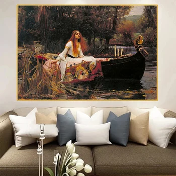 Дамата от Шалот Платно живопис жени портрет плакат и отпечатъци Nordic стена изкуство картина Cuadros за хол домашен декор