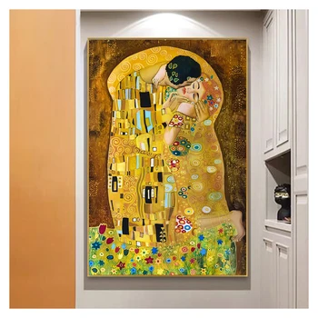 Абстрактен Климт Живопис върху канава Картини за модерно изкуство Картини за стена за хол Класическа декорация на дома Безплатна доставка Без рамка