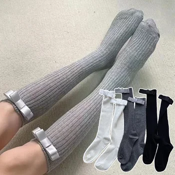 Дамски зимни чорапи Раирани чорапи за телета Вертикален модел Чорапи в средата на тръбата Японски чорапи за телета Твърди ежедневни сгъстени хавлиени чорапи