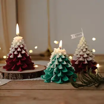 3D Коледно дърво Свещ Ароматерапия Свещи Коледни подаръци Начало Фигурки Празнични плаващи свещи за сватбени маси