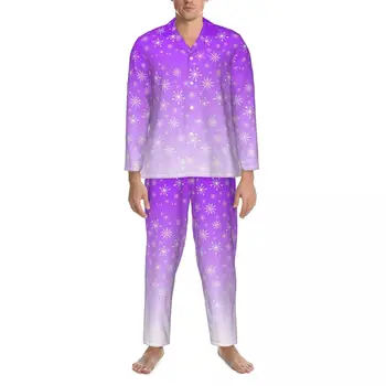 градиент снежинка пижама комплекти есен лилаво бяло сладък мек дом спално облекло 2 парчета случайни извънгабаритни дизайн нощно облекло подарък идея