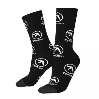 Лого Пънк DJ Електронна музика Готически чорапи от 90-те години Мъже Жени Полиестер Ежедневни Aphex Twin Socks Новост Средна тръба чорапи подарък