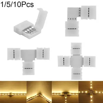 1/5/10PCS Безплатен заваръчен ъглов клипс на съединител PCB LED лентов конектор 10mm 4Pin