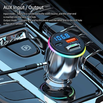 1PCS безжичен Bluetooth FM предавател Хендсфри кола MP3 плейър кола FM модулатор PD30W бързо зареждане QC3.0 AUX плейър RGB светлина