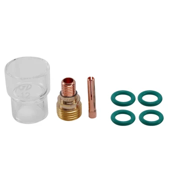 7Pcs/Set #12 Комплект стъклени чаши Stubby Collets Body Gas Lens Tig заваръчна горелка за Wp-9 / 20 / 25 Аксесоари за заваряване