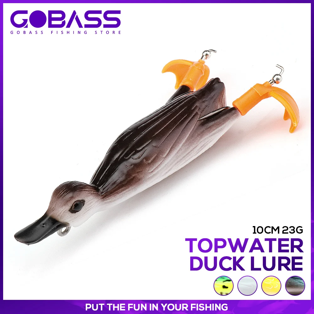 Разпродажба Gobass Bass Flipper Ducking Soft Lures Lifelike Topwater  Silicone Fishing Bait 10cm 23g Splash Feet Frog Double Propeller Tackle /  Спорт & забавление ~